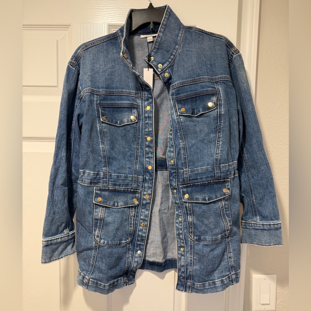 chicos denim jeans utility jacket rayne indigo size 0 coat top shirt